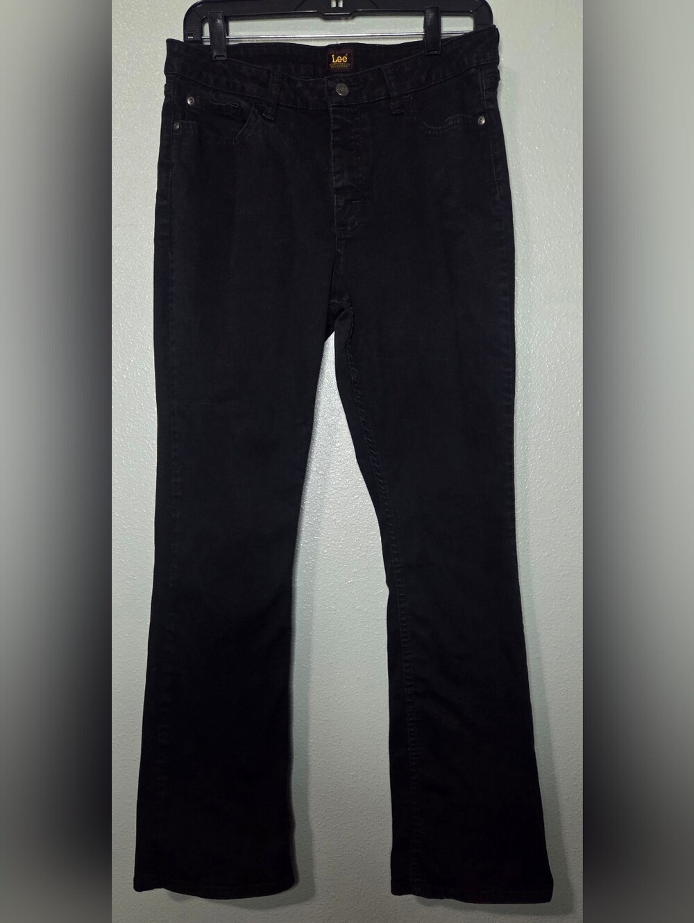 Lee Black Denim Woman Boot Cut Jeans Size 12 Medium - Picture 1 of 13